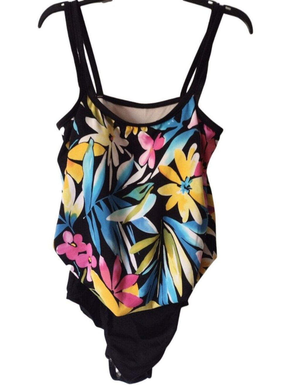 Vintage Maxine of Hollywood One Piece Floral Swim Bathing Suit 10 Tropical Beach